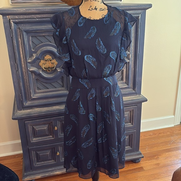 BCBGMaxazria Sheila holiday dress new NWT blue feather glitter sparkle s 6 $368 - Picture 8 of 8